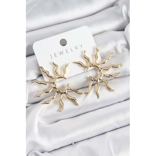 Pirinç Güneş Model Gold Renk Kadın Küpe