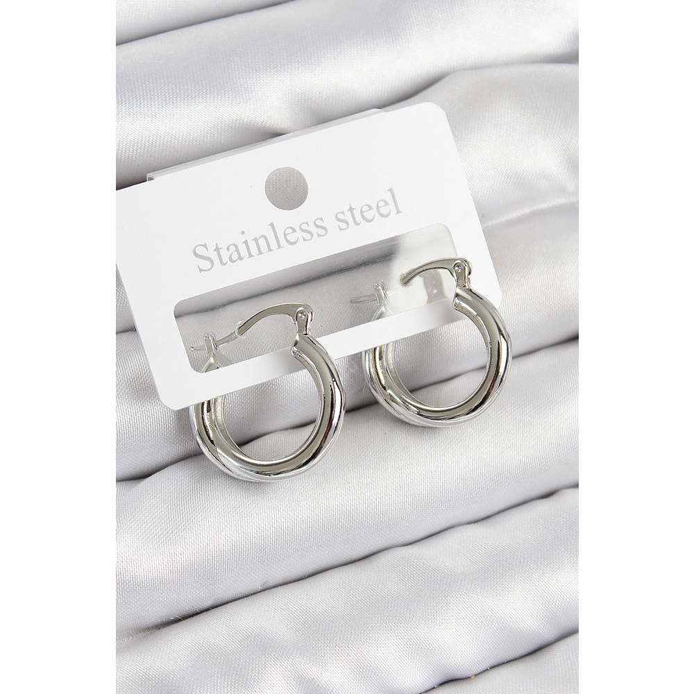 Pirinç Halka Model Gümüş Renk Kadın Küpe