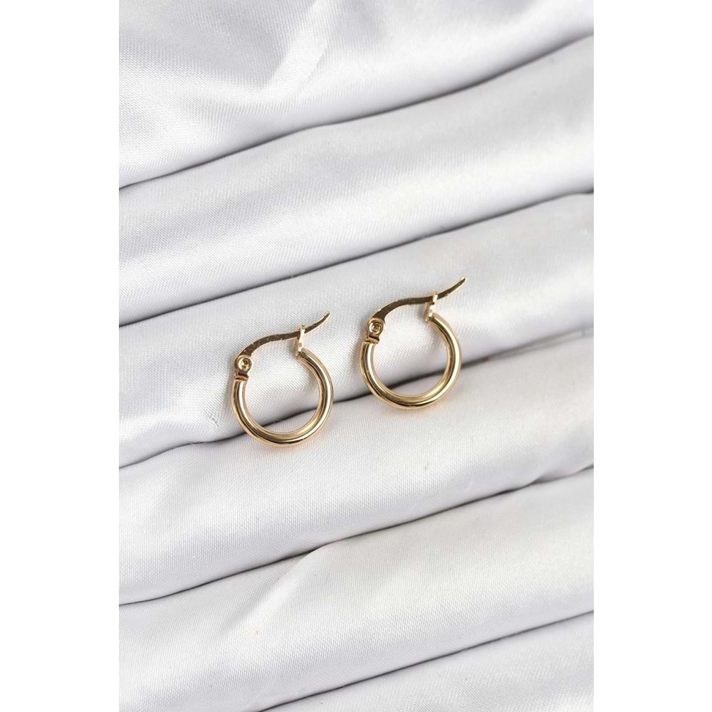 316L Çelik Gold Renk 12 mm Halka Kadın Küpe