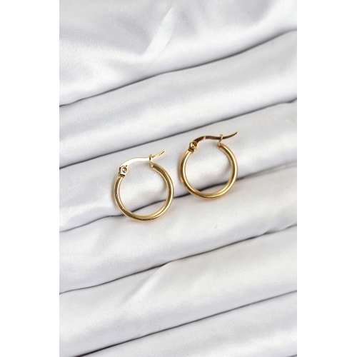 316L Çelik Gold Renk 15 mm Halka Kadın Küpe