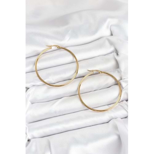 316L Çelik Gold Renk 45 mm Halka Kadın Küpe
