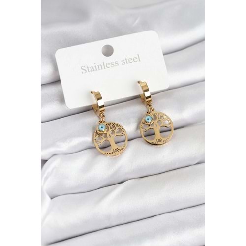 316L Çelik Yaşam Ağacı Model Kadın Küpe