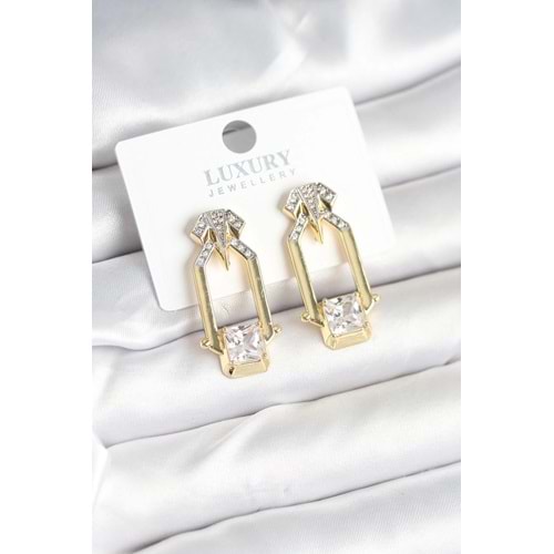 Pirinç Gold Renk Vintage Kadın Küpe