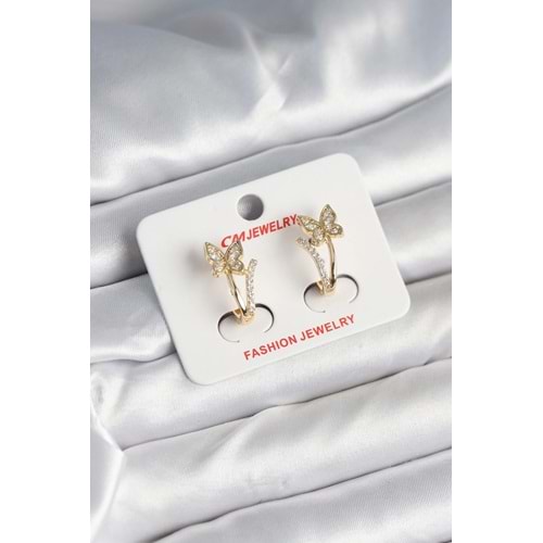 Pirinç Gold Renk Zirkon Taşlı Kelebek Model Kadın Yüzük