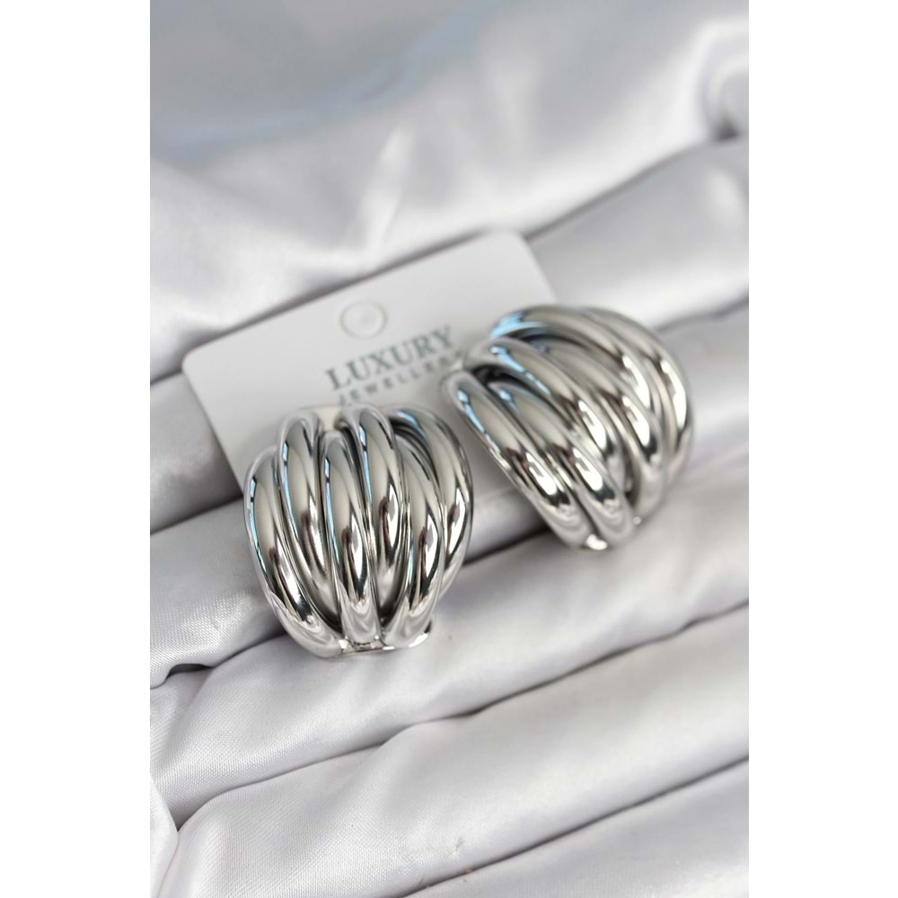 Pirinç Gümüş Renk Vintage Kadın Küpe