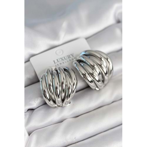 Pirinç Gümüş Renk Vintage Kadın Küpe