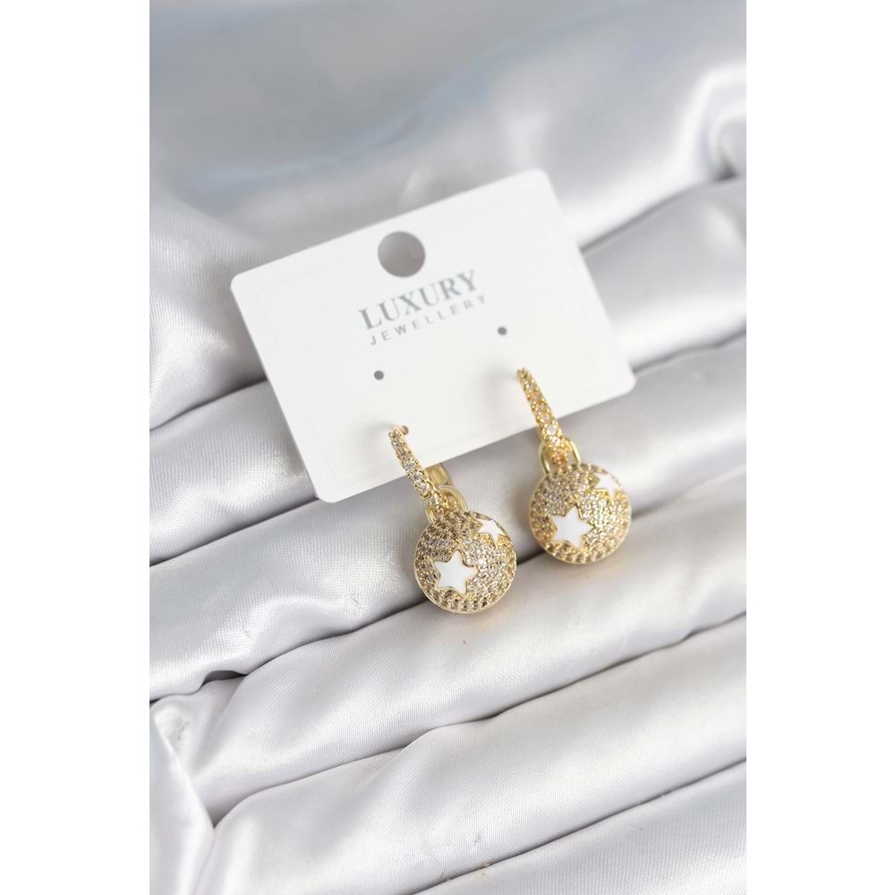 Top Yıldız Model Zirkon Taşlı Kadın Küpe