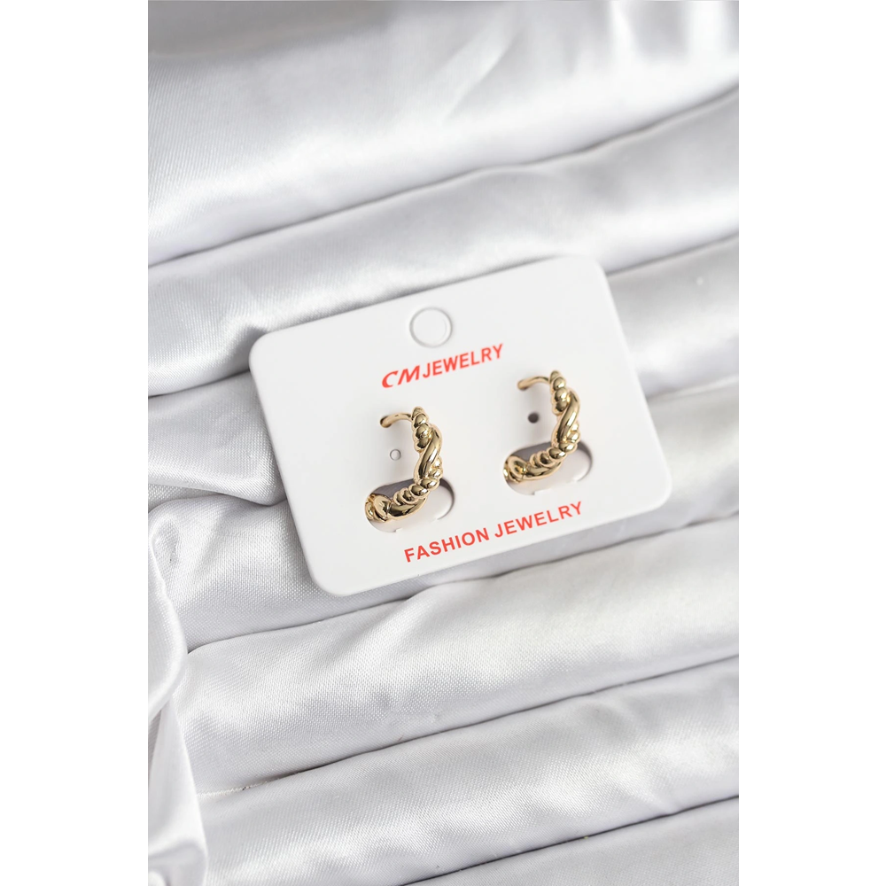 14K Gold Renk Kaplama Burgu Model CM Kadın Küpe