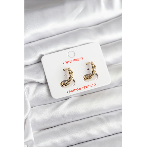 14K Gold Renk Kaplama Burgu Model CM Kadın Küpe