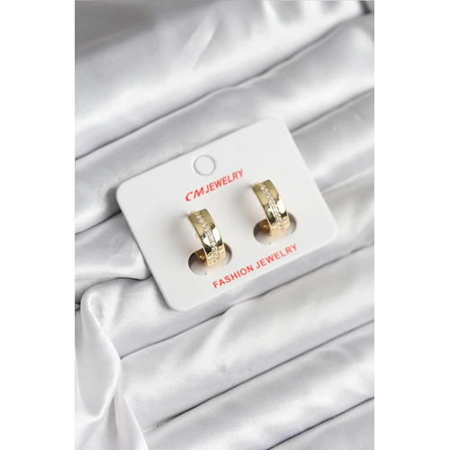 14K Gold Renk Kaplama Zirkon Taşlı Halka Model CM Kadın Küpe