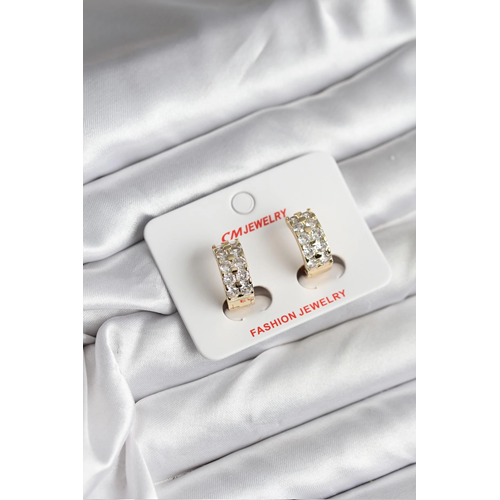 14K Gold Renk Kaplama Zirkon Taşlı CM Kadın Küpe