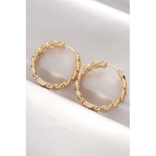 Pirinç Gold Renk Zincir Model Halka Küpe