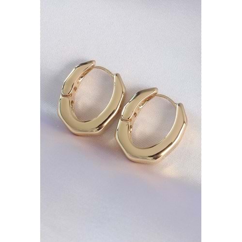 Pirinç Gold Renk Kalın Kemik Model Küpe
