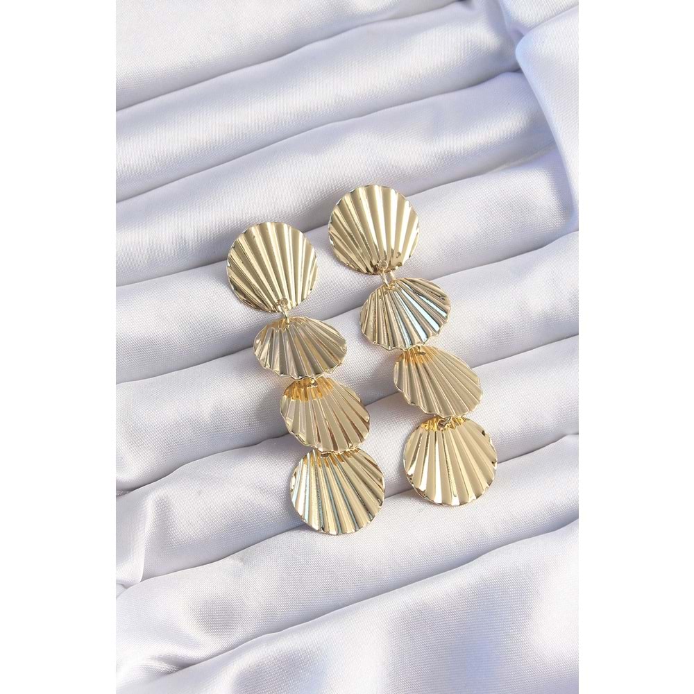 Pirinç Gold Renk Deniz Kabuğu Model Sallantılı Küpe