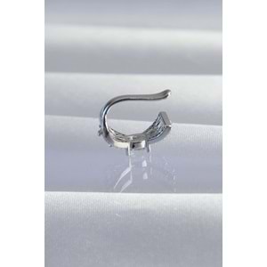 Pirinç Gümüş Renk Zirkon Taş Kaplama Earcuff Küpe