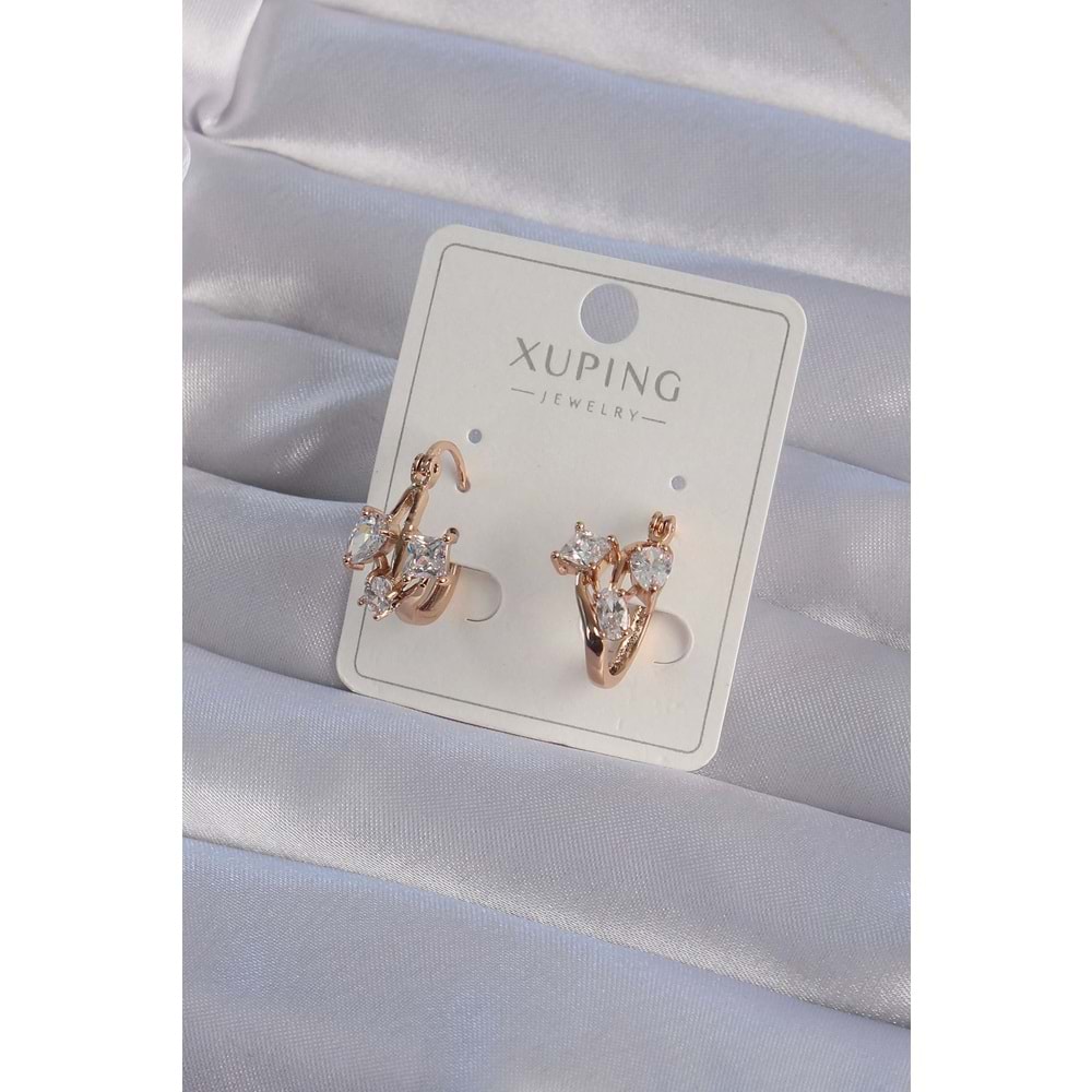 XUPİNG Rose Renk Zirkon Taşlı Halka Küpe