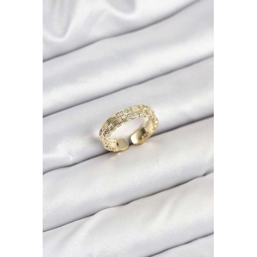 Pirinç Gold Renk Zirkon Taşlı Sırım Kadın Yüzük