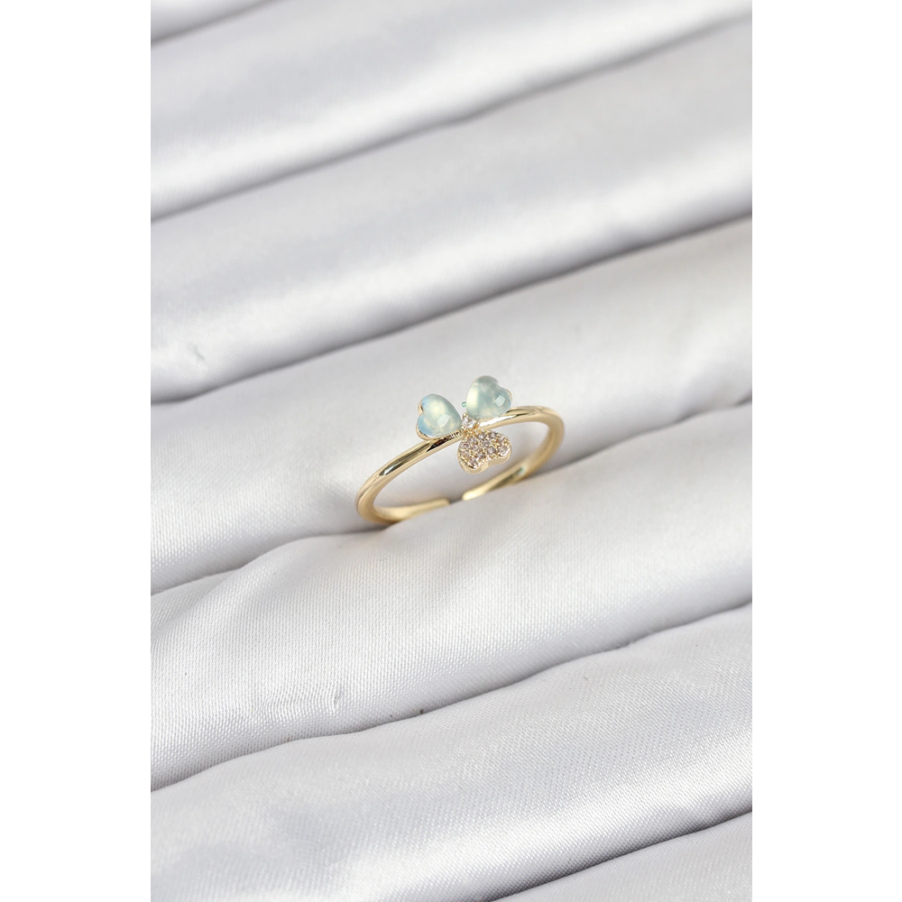 Pirinç Gold Renk Yonca Model Kadın Yüzük