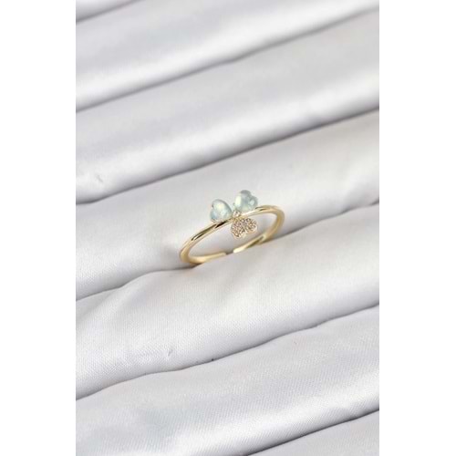 Pirinç Gold Renk Yonca Model Kadın Yüzük