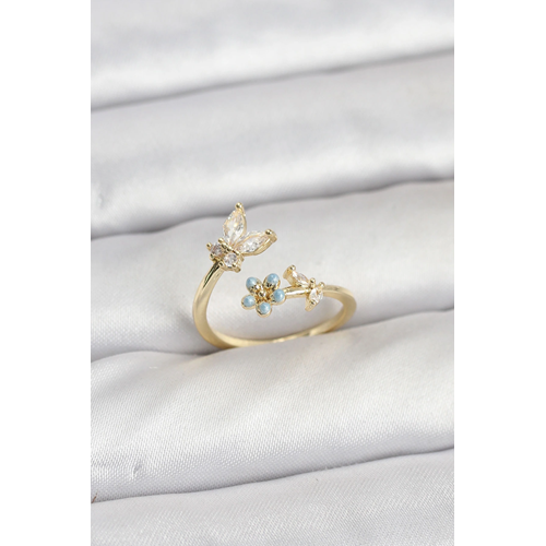 Pirinç Gold Renk Kelebek Model Kadın Yüzük