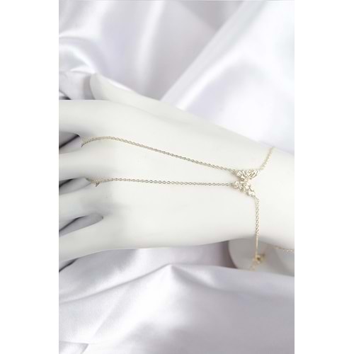 Pirinç Zirkon Taşlı Kelebek Model Gold Renk Şahmeran