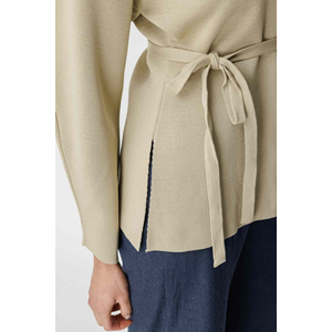 Bej Naye Viscon Karışımlı Hırka M Beden - V Yaka, Baharlık Zarif Örgü