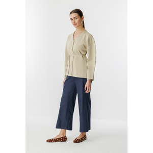 Bej Naye Viscon Karışımlı Hırka M Beden - V Yaka, Baharlık Zarif Örgü