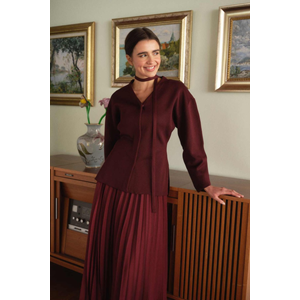 Bordo Naye Viscon Karışımlı Hırka S Beden - V Yaka, Baharlık Zarif Örgü