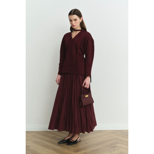 Bordo Naye Viscon Karışımlı Hırka S Beden - V Yaka, Baharlık Zarif Örgü