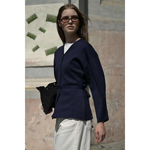 Lacivert Naye Viscon Karışımlı M Beden Hırka - V Yaka, Baharlık Zarif Örgü