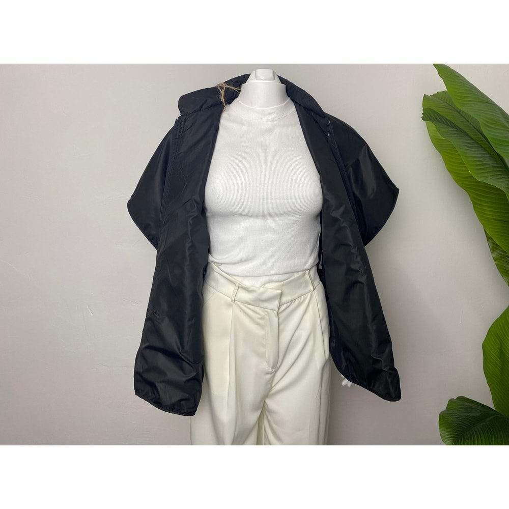 Trend Siyah Panço Standart Kadın Yelek