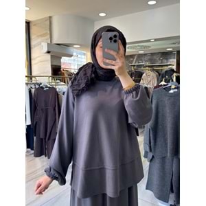 Modal Etekli Antrasit Takım L-XL Beden (42-44 Beden)
