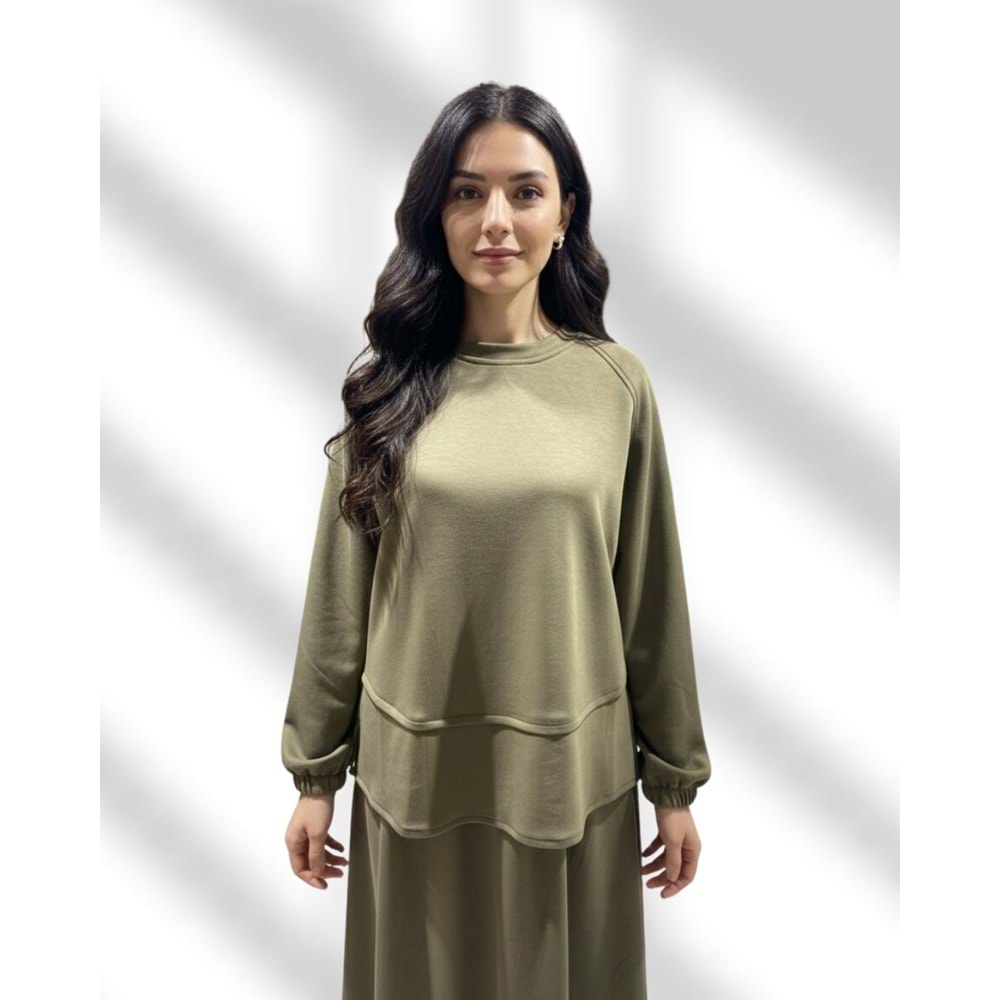 Modal Haki Etekli Takım 36-38 Beden