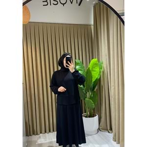 Modal Etekli Siyah Takım S-M Beden (36-38-40 Beden)