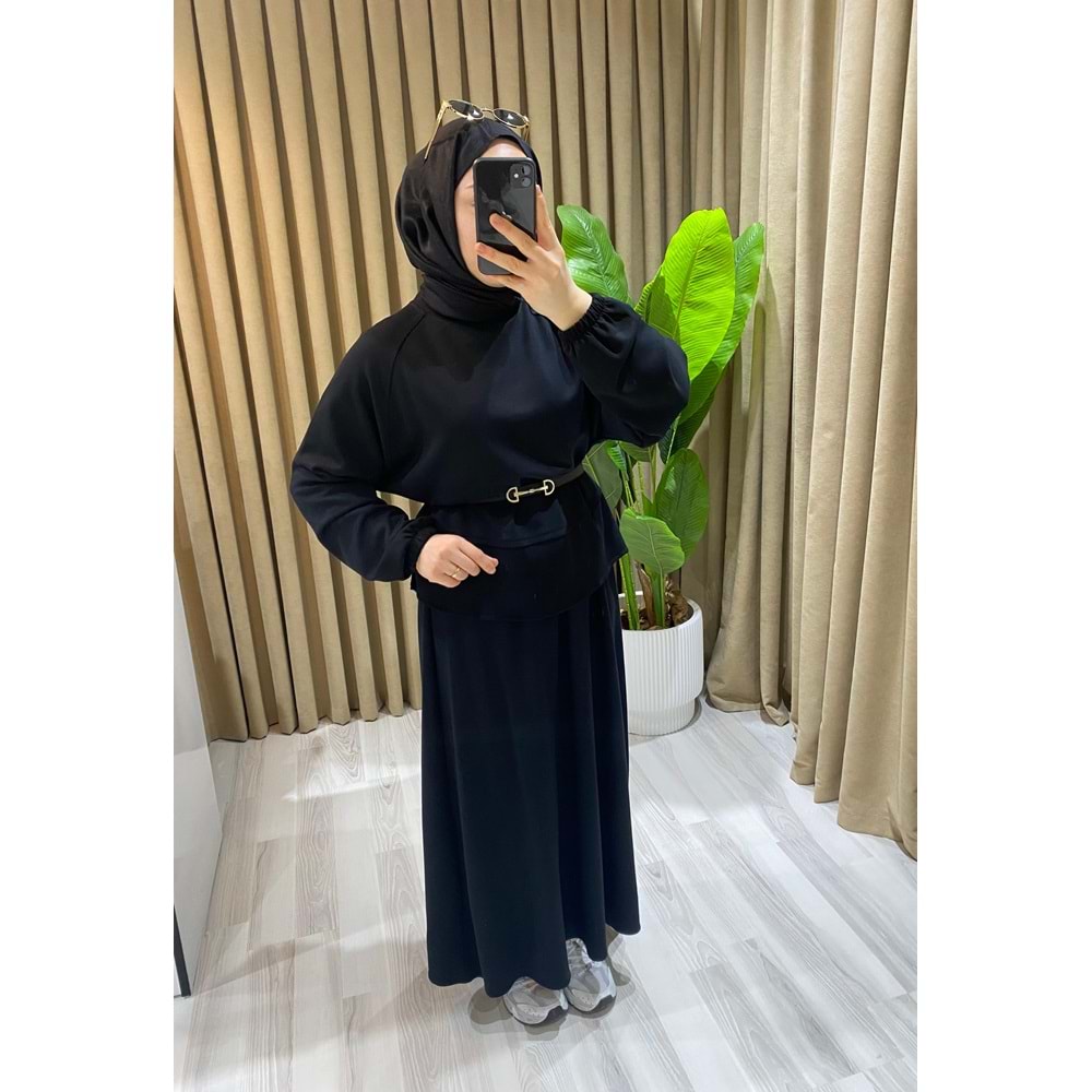 Modal Etekli Siyah Takım S-M Beden (36-38-40 Beden)