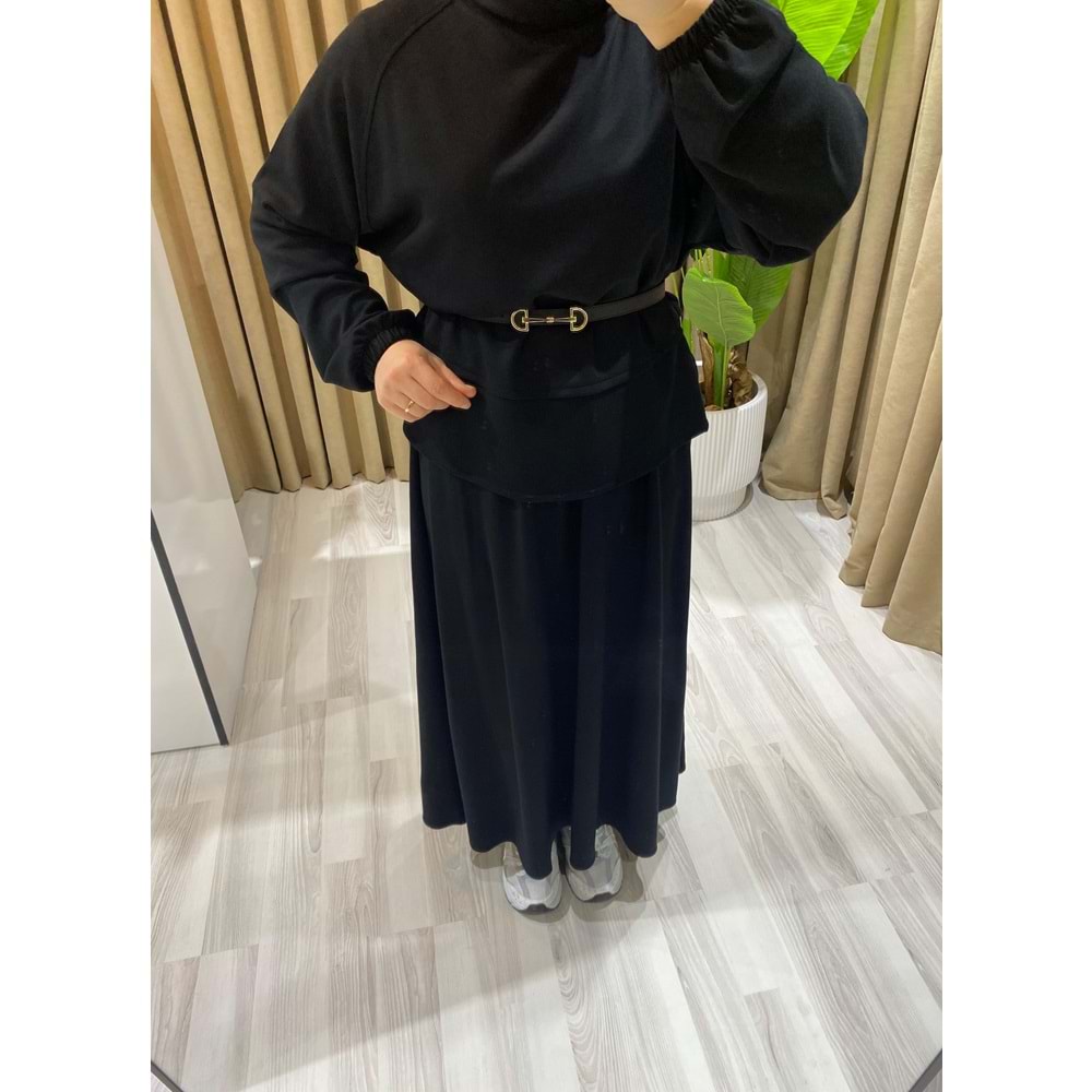 Modal Etekli Siyah Takım S-M Beden (36-38-40 Beden)