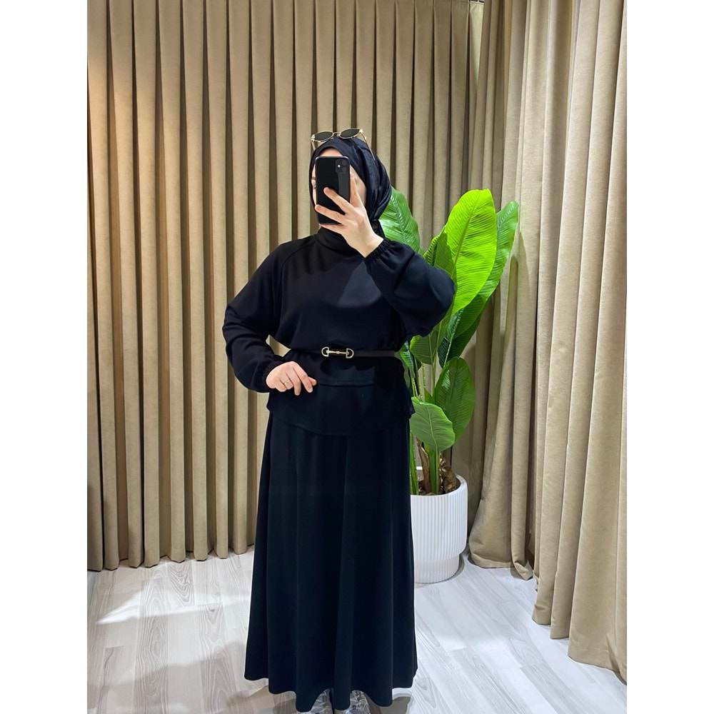 Modal Etekli Siyah Takım S-M Beden (36-38-40 Beden)